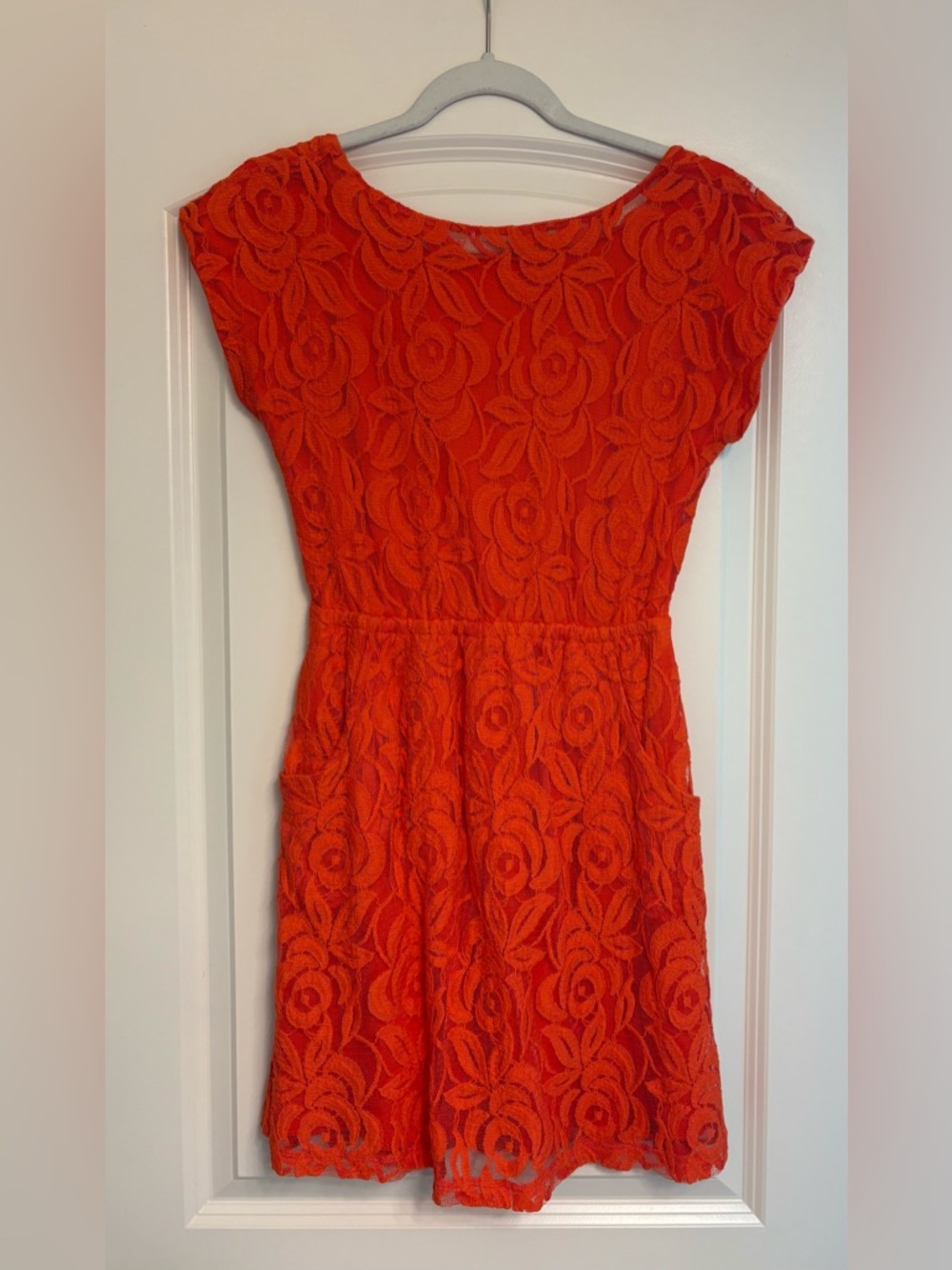 Gianni Bini Orange Lace Fit-and-Flare Dress